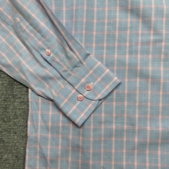 UNTUCKit Colmillos WF Shirt Mens 2XL Reg Fit Blue Pink Long Sleeve Button Up New - Picture 3 of 13
